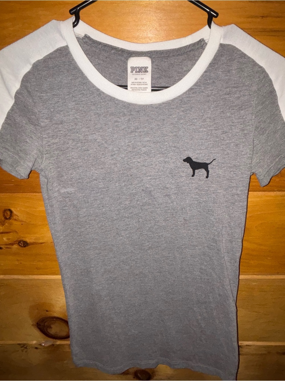 PINK Victoria's Secret Grey Tee with White Trim